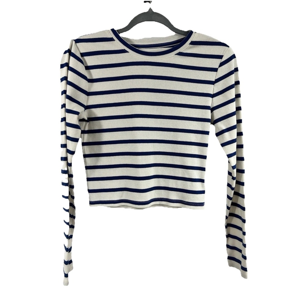 GAP Striped Ribbed Shirt French Girl Minimalist‎ Navy Breton 90s Basic Top Sz S